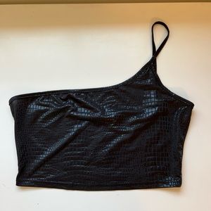 Black Snake Skin One Shoulder Top